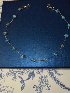 Delicate Turquoise Chip Cap Chain Necklace